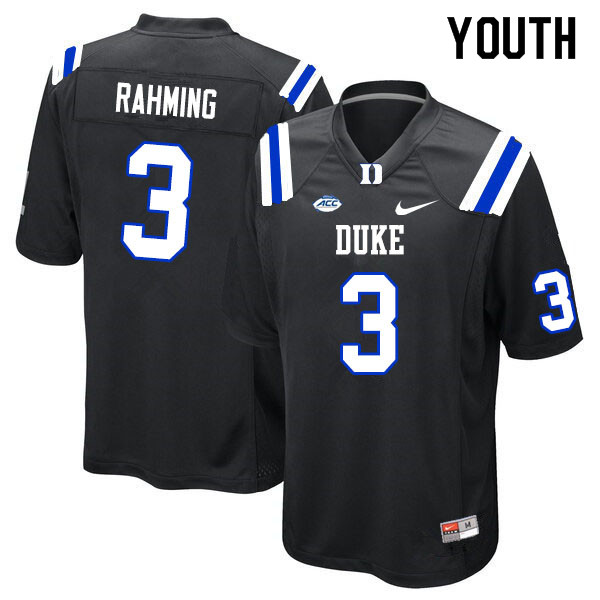 Youth #3 T.J. Rahming Duke Blue Devils College Football Jerseys Sale-Black